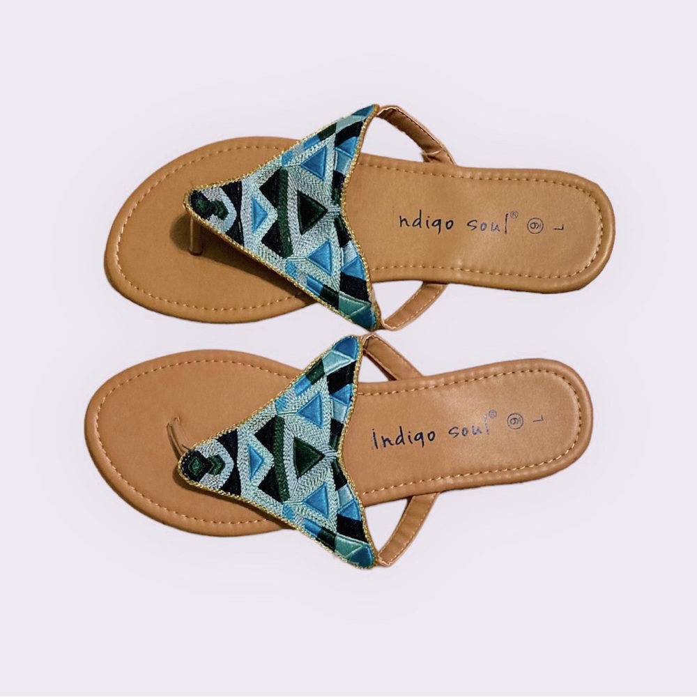 New Indigo Soul Flip flop sandals, flats, blue, size L, 9-10